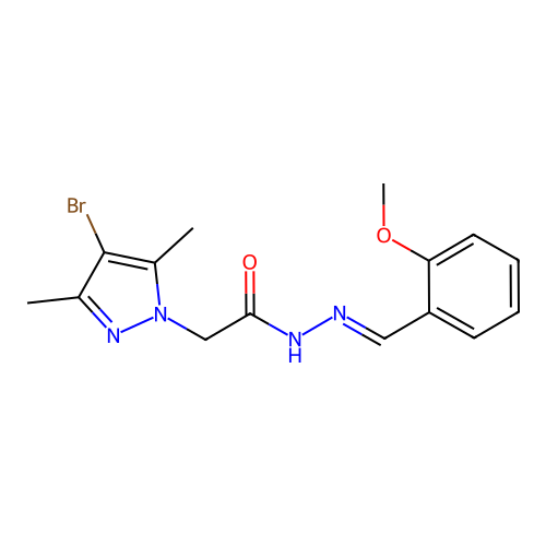 (E)-2-(4-bromo-3,5-dimethyl-1H-pyrazol-1-yl)-N'-(2-methoxybenzylidene)acetohydrazide structure