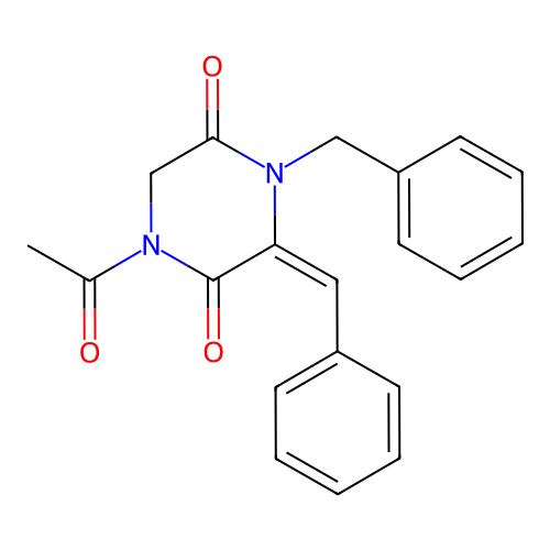 1-Acetyl-4-benzyl-3-(phenylmethylene)tetrahydro-2,5-pyrazinedione structure