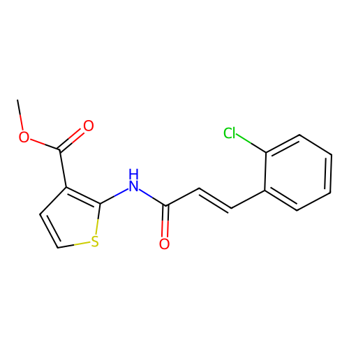 (E)-methyl 2-(3-(2-chlorophenyl)acrylamido)thiophene-3-carboxylate structure