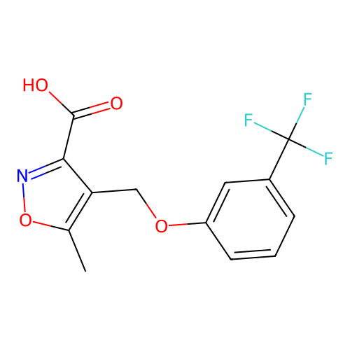 5-Methyl-4-((3-(trifluoromethyl)phenoxy)methyl)isoxazole-3-carboxylic acid structure