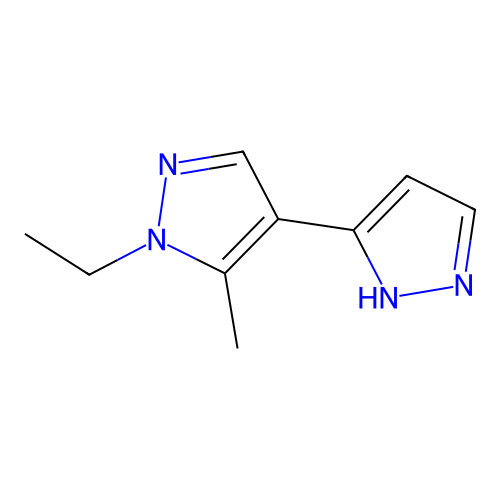 1'-ethyl-5'-methyl-1H,1'H-3,4'-bipyrazole structure