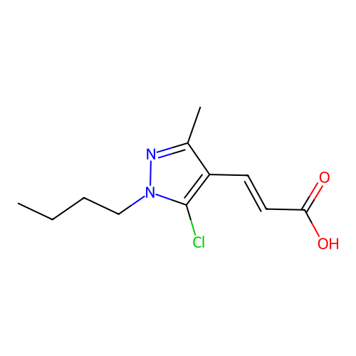 3-(1-butyl-5-chloro-3-methyl-1H-pyrazol-4-yl)prop-2-enoic acid structure