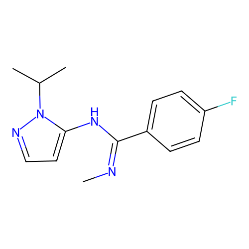 4-fluoro-N-methyl-N'-[1-(propan-2-yl)-1H-pyrazol-5-yl]benzene-1-carboximidamide structure