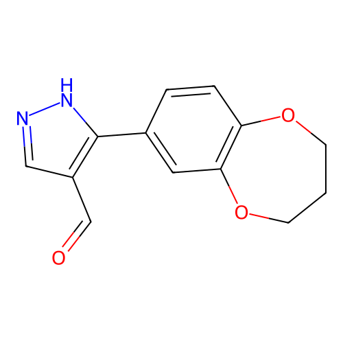 3-(3,4-dihydro-2H-1,5-benzodioxepin-7-yl)-1H-pyrazole-4-carbaldehyde structure