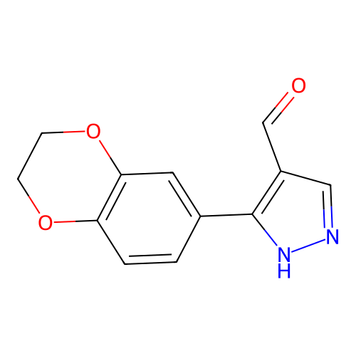 3-(2,3-dihydro-1,4-benzodioxin-6-yl)-1H-pyrazole-4-carbaldehyde structure