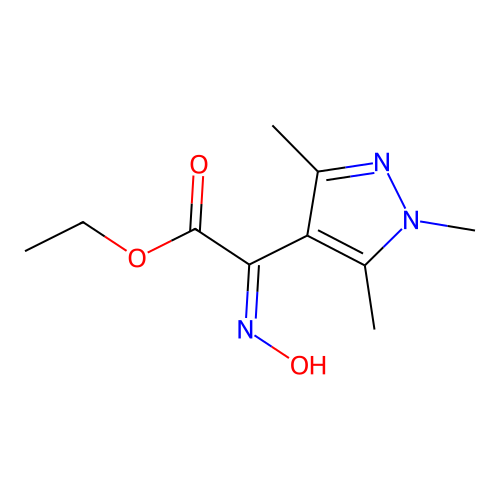 ethyl (2E)-(hydroxyimino)(1,3,5-trimethyl-1H-pyrazol-4-yl)acetate structure