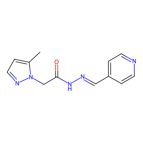 2-(5-methyl-1H-pyrazol-1-yl)-N'-[(E)-pyridin-4-ylmethylidene]acetohydrazide structure