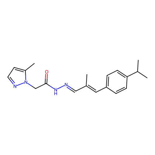 (5-Methyl-pyrazol-1-yl)-acetic acid [(E)-3-(4-isopropyl-phenyl)-2-methyl-prop-2-en-(E)-ylidene]-hydrazide structure