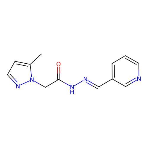 2-(5-methyl-1H-pyrazol-1-yl)-N'-[(E)-pyridin-3-ylmethylidene]acetohydrazide structure