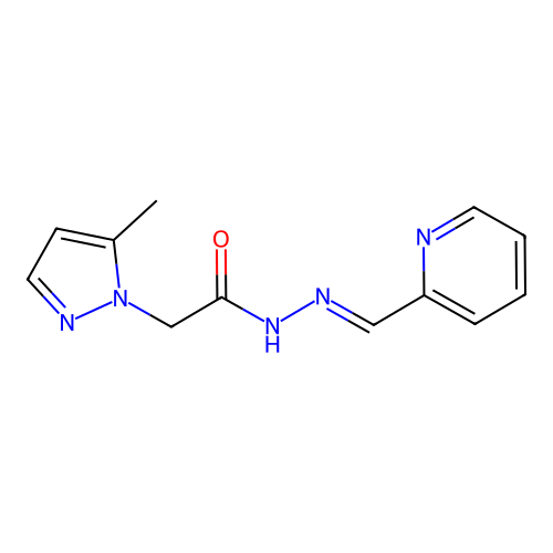 2-(5-methyl-1H-pyrazol-1-yl)-N'-[(E)-pyridin-2-ylmethylidene]acetohydrazide structure