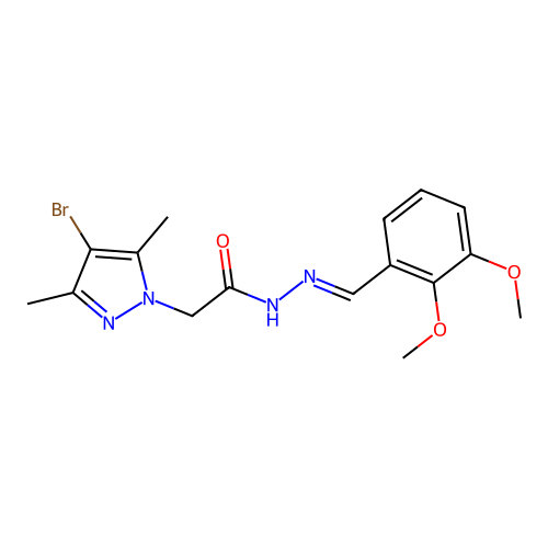 (E)-2-(4-bromo-3,5-dimethyl-1H-pyrazol-1-yl)-N'-(2,3-dimethoxybenzylidene)acetohydrazide structure