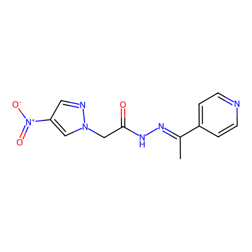 2-(4-nitro-1H-pyrazol-1-yl)-N'-[(1E)-1-(pyridin-4-yl)ethylidene]acetohydrazide structure