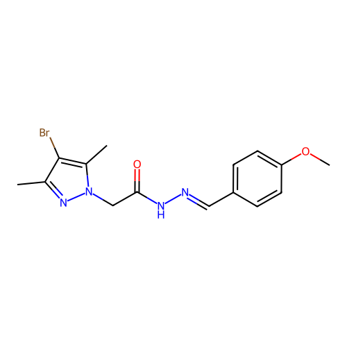 (E)-2-(4-bromo-3,5-dimethyl-1H-pyrazol-1-yl)-N'-(4-methoxybenzylidene)acetohydrazide structure