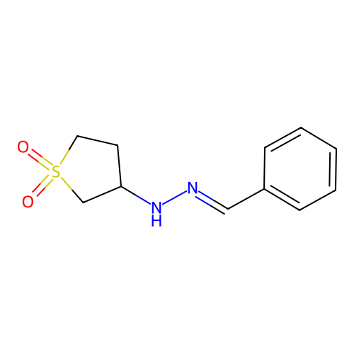 (1E)-1-benzylidene-2-(1,1-dioxidotetrahydrothiophen-3-yl)hydrazine structure