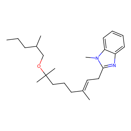 2-((E)-3,7-Dimethyl-7-(2-methylpentoxy)oct-2-enyl)-1-methylbenzimidazole structure