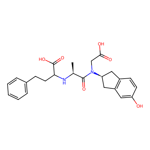 N-(1-Carboxy-3-phenylpropyl)alanyl-N-(5-hydroxy-2,3-dihydro-1H-inden-2-yl)glycine structure