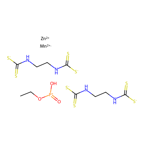 Carbamodithioic acid, 1,2-ethanediylbis-, manganese-zinc complex structure