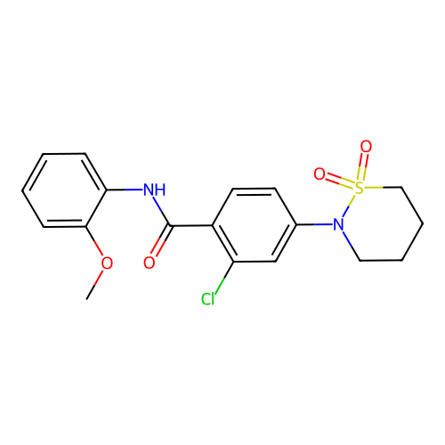 2-chloro-4-(1,1-dioxido-1,2-thiazinan-2-yl)-N-(2-methoxyphenyl)benzamide structure