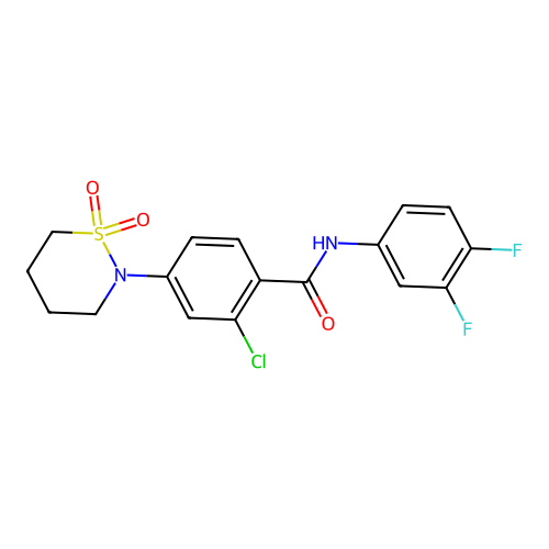 2-chloro-N-(3,4-difluorophenyl)-4-(1,1-dioxido-1,2-thiazinan-2-yl)benzamide structure