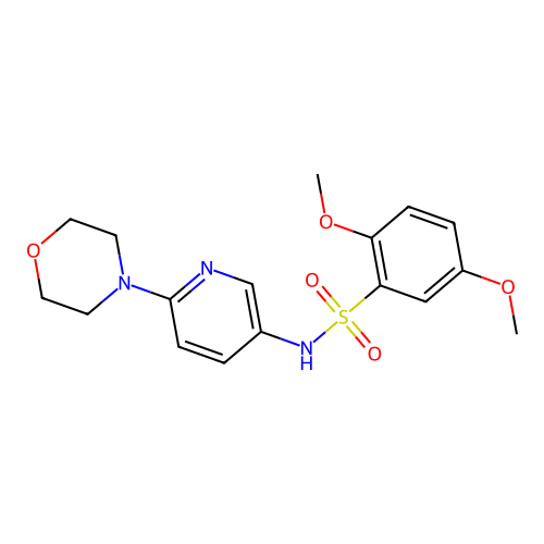 2,5-dimethoxy-N-(6-morpholin-4-yl-3-pyridinyl)benzenesulfonamide structure