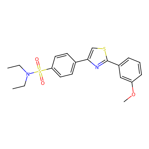 N,N-diethyl-4-[2-(3-methoxyphenyl)-1,3-thiazol-4-yl]benzene-1-sulfonamide structure
