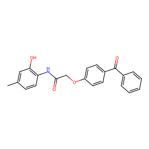 2-(4-benzoylphenoxy)-N-(2-hydroxy-4-methylphenyl)acetamide structure