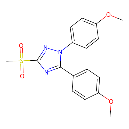 1,5-bis(4-methoxyphenyl)-3-(methylsulfonyl)-1H-1,2,4-triazole structure