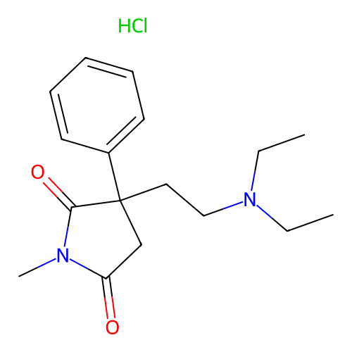 Succinimide, 2-(2-(diethylamino)ethyl)-N-methyl-2-phenyl-, hydrochloride, (+-)- structure