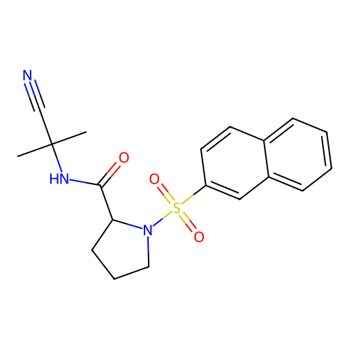 N-(2-cyanopropan-2-yl)-1-(naphthalen-2-ylsulfonyl)prolinamide structure