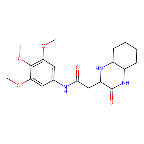 2-(3-oxodecahydroquinoxalin-2-yl)-N-(3,4,5-trimethoxyphenyl)acetamide structure