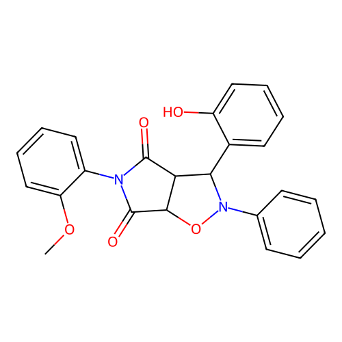 3-(2-hydroxyphenyl)-5-(2-methoxyphenyl)-2-phenyl-3a,6a-dihydro-3H-pyrrolo[3,4-d][1,2]oxazole-4,6-dione structure
