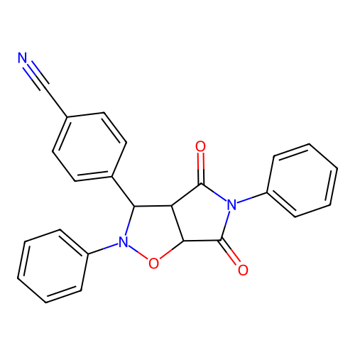 4-(4,6-dioxo-2,5-diphenyl-3a,6a-dihydro-3H-pyrrolo[3,4-d][1,2]oxazol-3-yl)benzonitrile structure