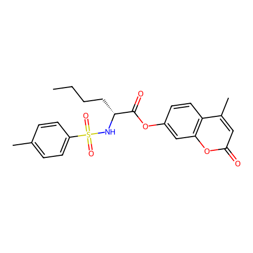 (4-methyl-2-oxochromen-7-yl) (2R)-2-[(4-methylphenyl)sulfonylamino]hexanoate structure
