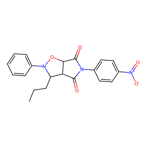 5-(4-nitrophenyl)-2-phenyl-3-propyldihydro-2H-pyrrolo[3,4-d]isoxazole-4,6(5H,6aH)-dione structure