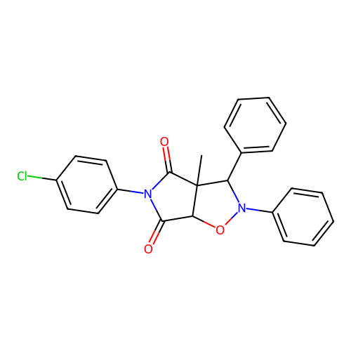 5-(4-chlorophenyl)-3a-methyl-2,3-diphenyl-3,6a-dihydropyrrolo[3,4-d][1,2]oxazole-4,6-dione structure