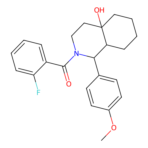 (2-fluorophenyl)(4a-hydroxy-1-(4-methoxyphenyl)octahydroisoquinolin-2(1H)-yl)methanone structure