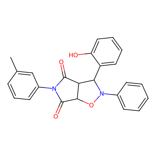 3-(2-hydroxyphenyl)-2-phenyl-5-(m-tolyl)dihydro-2H-pyrrolo[3,4-d]isoxazole-4,6(5H,6aH)-dione structure