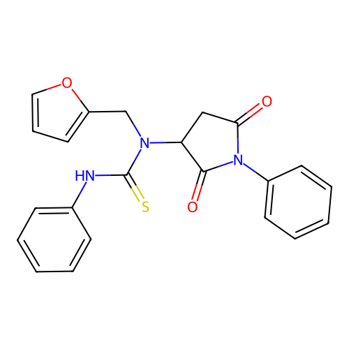 1-(2,5-Dioxo-1-phenylpyrrolidin-3-yl)-1-(furan-2-ylmethyl)-3-phenylthiourea structure