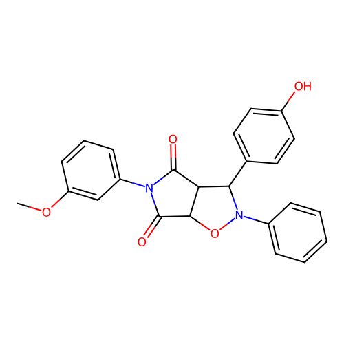 3-(4-hydroxyphenyl)-5-(3-methoxyphenyl)-2-phenyl-3a,6a-dihydro-3H-pyrrolo[3,4-d][1,2]oxazole-4,6-dione structure