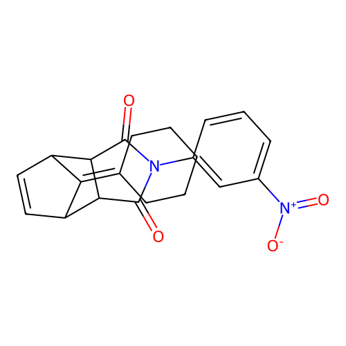 (3aR,4R,7S,7aS)-8-cyclohexylidene-2-(3-nitrophenyl)-3a,4,7,7a-tetrahydro-1H-4,7-methanoisoindole-1,3(2H)-dione structure