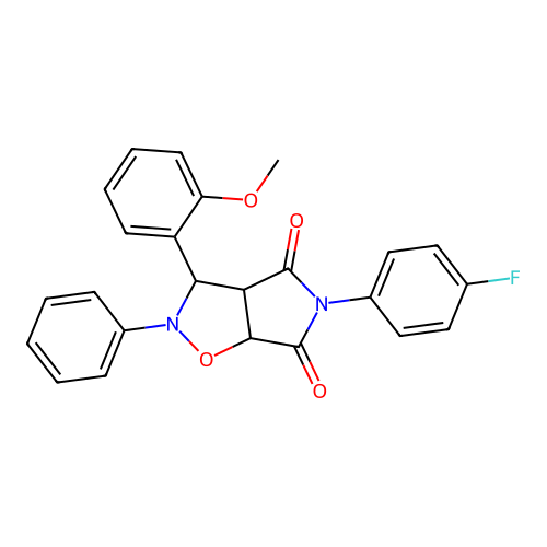 5-(4-fluorophenyl)-3-(2-methoxyphenyl)-2-phenyl-3a,6a-dihydro-3H-pyrrolo[3,4-d][1,2]oxazole-4,6-dione structure