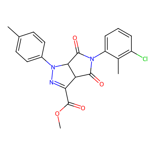 methyl 5-(3-chloro-2-methylphenyl)-1-(4-methylphenyl)-4,6-dioxo-1,3a,4,5,6,6a-hexahydropyrrolo[3,4-c]pyrazole-3-carboxylate structure