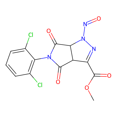 methyl 5-(2,6-dichlorophenyl)-1-nitroso-4,6-dioxo-1,3a,4,5,6,6a-hexahydropyrrolo[3,4-c]pyrazole-3-carboxylate structure