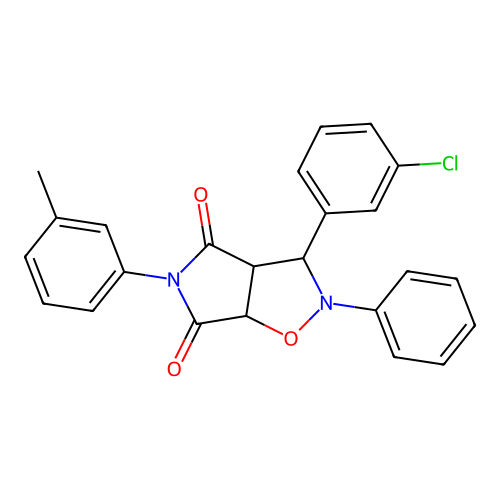 3-(3-chlorophenyl)-2-phenyl-5-(m-tolyl)dihydro-2H-pyrrolo[3,4-d]isoxazole-4,6(5H,6aH)-dione structure