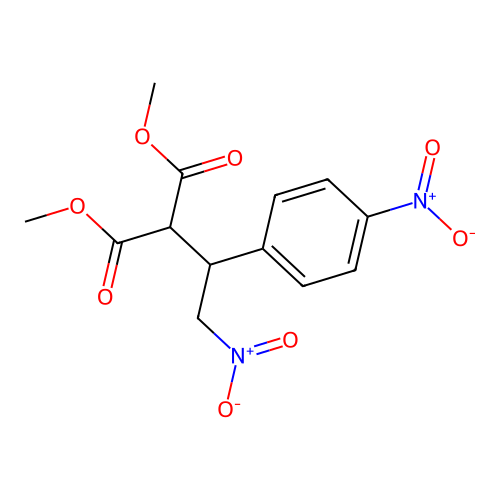 Dimethyl 2-[2-nitro-1-(4-nitrophenyl)ethyl]propanedioate structure