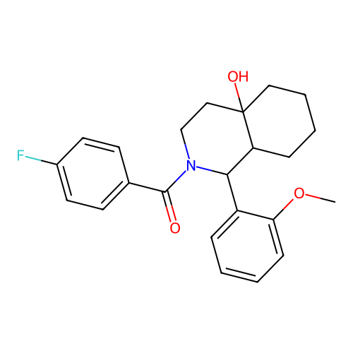 (4-fluorophenyl)(4a-hydroxy-1-(2-methoxyphenyl)octahydroisoquinolin-2(1H)-yl)methanone structure