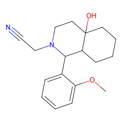 [4a-hydroxy-1-(2-methoxyphenyl)octahydroisoquinolin-2(1H)-yl]acetonitrile structure