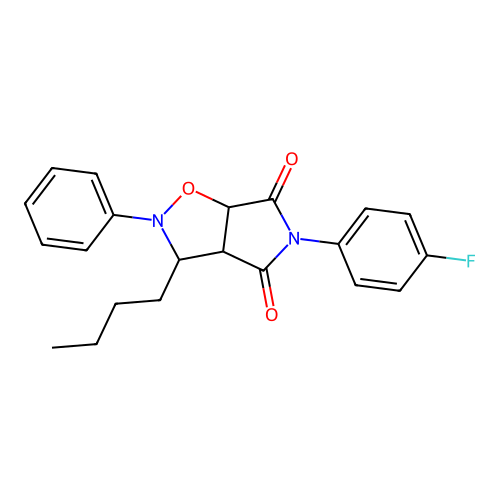 3-butyl-5-(4-fluorophenyl)-2-phenyldihydro-2H-pyrrolo[3,4-d]isoxazole-4,6(5H,6aH)-dione structure