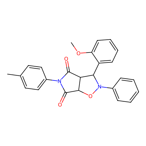 3-(2-methoxyphenyl)-2-phenyl-5-(p-tolyl)dihydro-2H-pyrrolo[3,4-d]isoxazole-4,6(5H,6aH)-dione structure