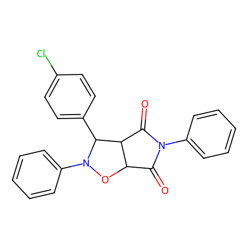 3-(4-chlorophenyl)-2,5-diphenyl-3a,6a-dihydro-3H-pyrrolo[3,4-d][1,2]oxazole-4,6-dione structure